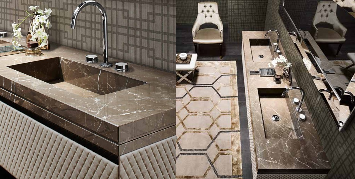 Комбинация ванной комнаты F02 в отделке MARMO bronzo amani и экокожи agata MILLDUE FOUR SEASONS FOURSEASONS02 - Вид №3