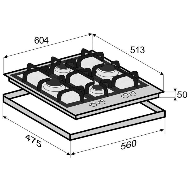 6613455 Газовая варочная поверхность Zigmund & Shtain MN 114.61 W STDN-0110235 - Вид №7