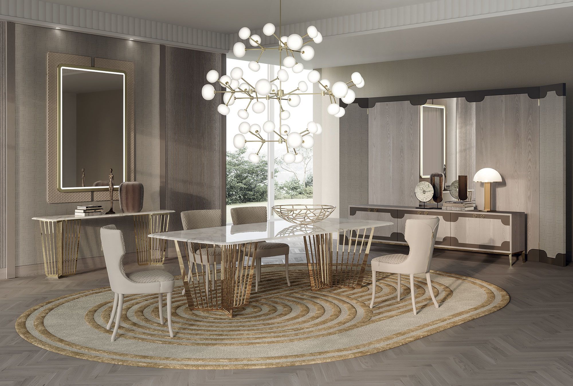 Металлический и мраморный обеденный стол Vittoria Frigerio Alfieri ARCH-00126413 - Вид №1