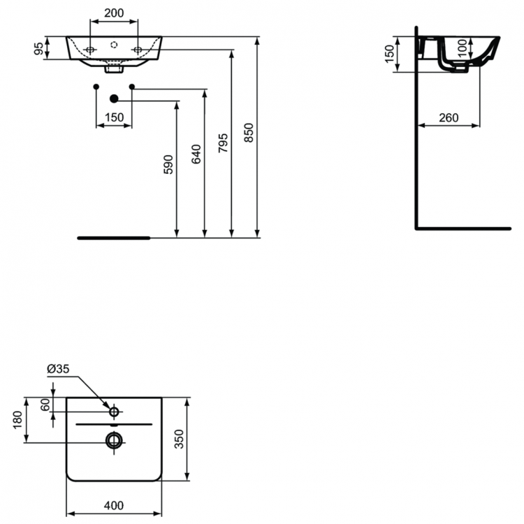 E0307V3 Раковина 40 см Ideal Standard CONNECT AIR - Вид №9