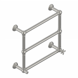 G29-TWT3H1 Полотенцесушитель Традиционный, 3 перекладины, 625 мм x 575 мм, водяной, с 1 декоративной крестовой рукояткой Thg-paris Charleston Матовый никель
