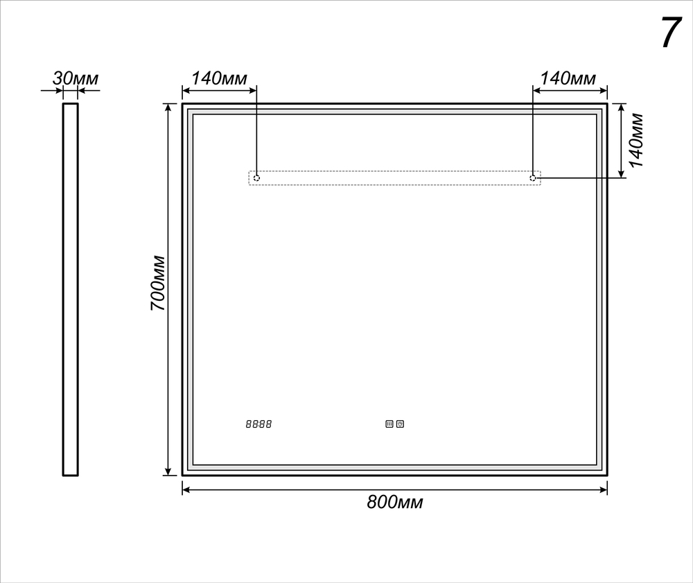 Зеркало Marta Luxe 10001000⨉40⨉700 мм хром VIGO sun-id-665200 - Вид №4