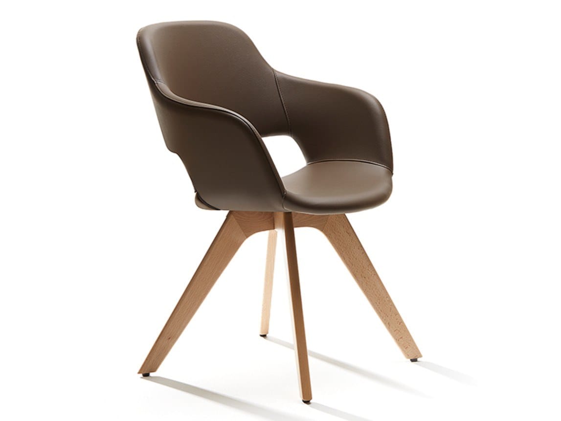 Мягкий стул с подлокотниками и деревянным основанием с 4 ножками VAGHI ARCH-00136773 - Вид №1