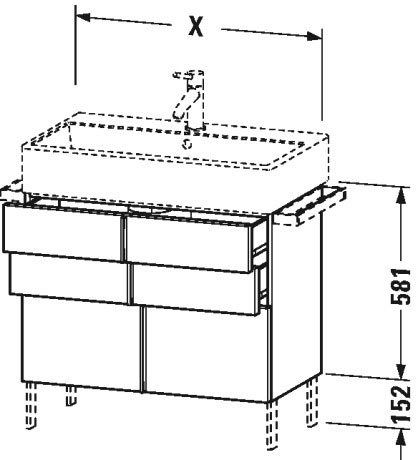 VA658403838 Vero Air Тумбочка напольная Доломитово-серый глянцевый лак Duravit - Вид №3