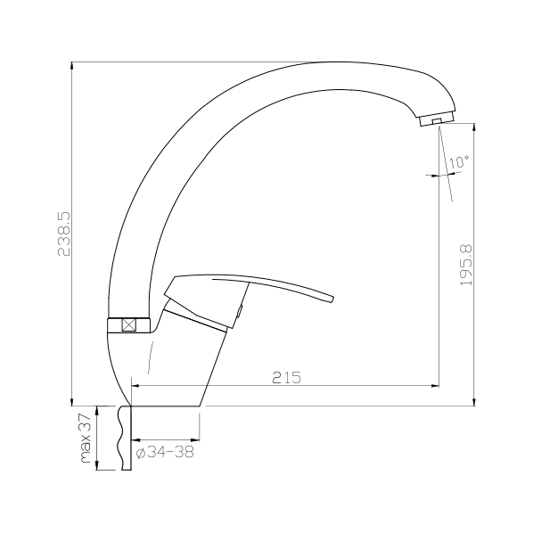 40-03/G JAMAICA brown  Смеситель для кухни  ARGO kran 4003gjamaicabrown - Вид №1