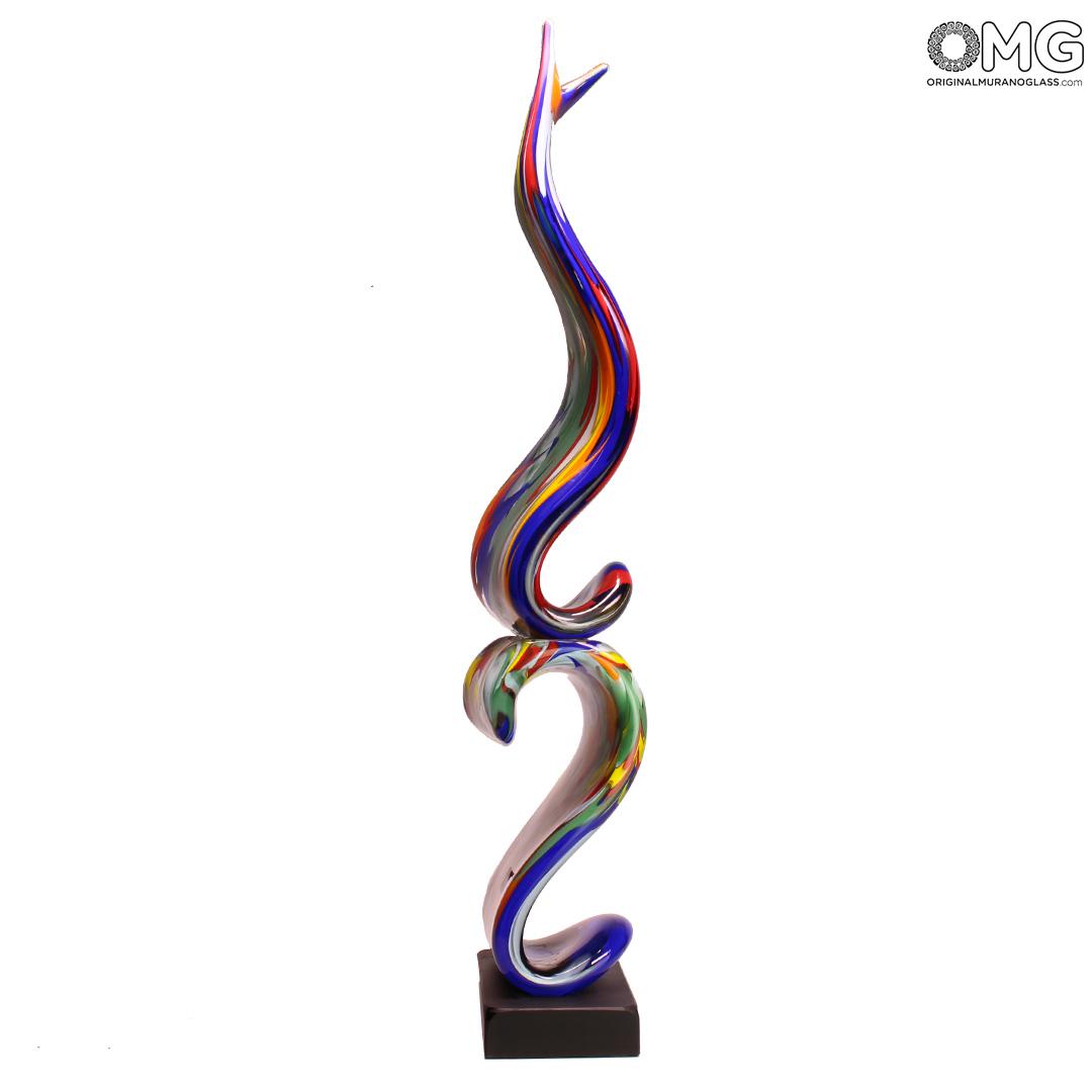 4541 ORIGINALMURANOGLASS Скульптура Яркие волны - Красочный всплеск - муранское стекло OMG 21 см  - Вид №1