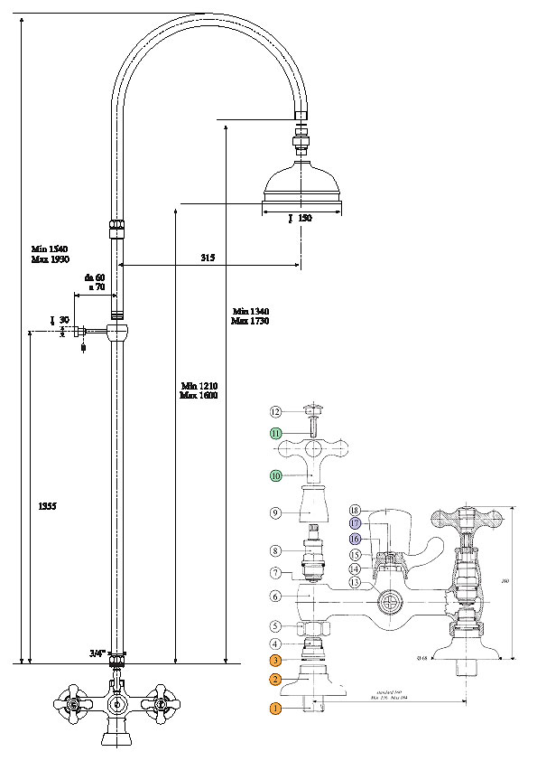 663920KO21D200 Душевая система Bandini Classic Santreyd - Вид №1
