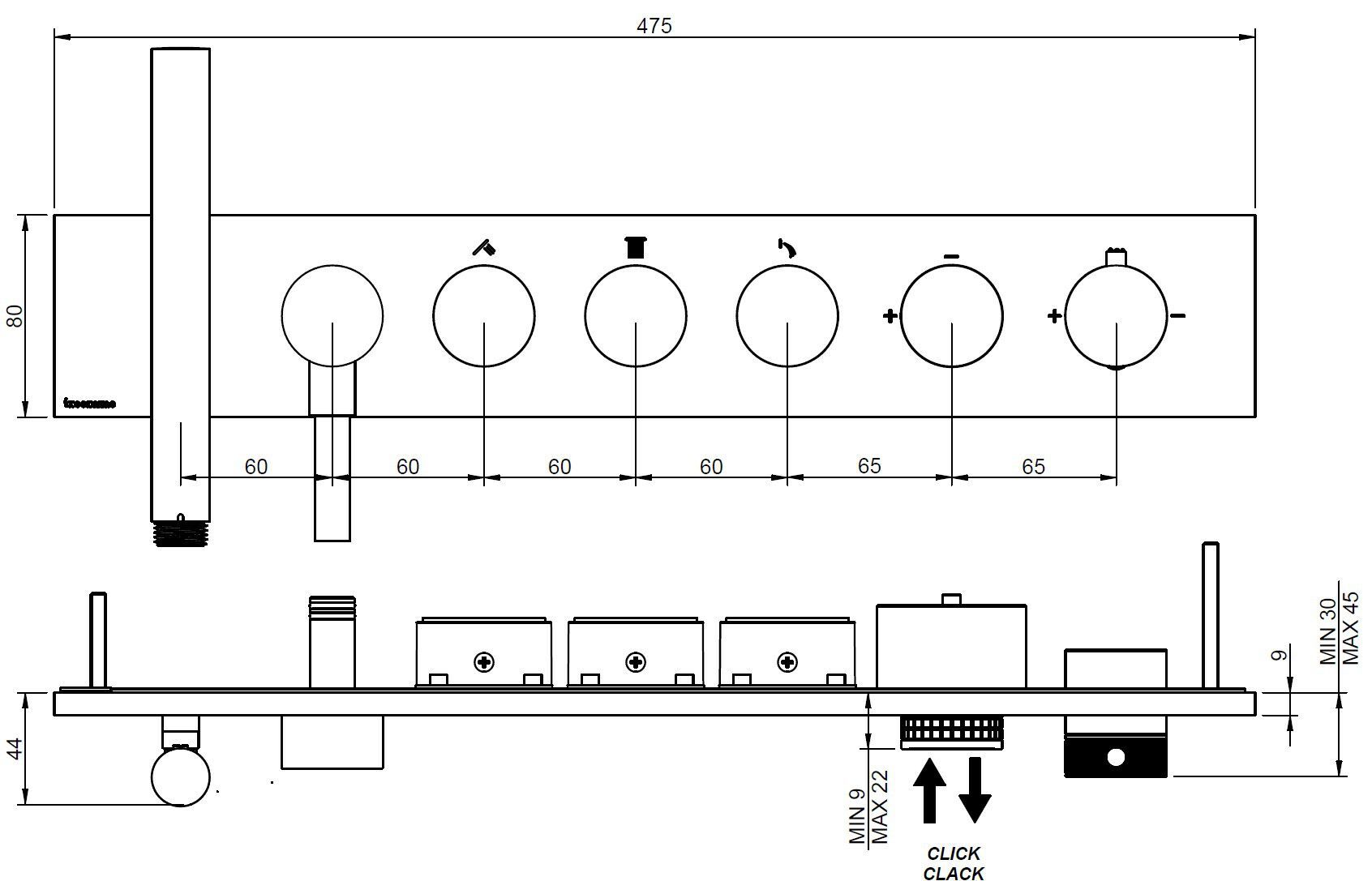 Термостатический набор для душа с душем Rubinetterie Treemme W-touch ARCH-00131417 - Вид №3