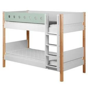 Кровать Flexa White двухъярусная с лестницей, 190 см, мятная лакированная