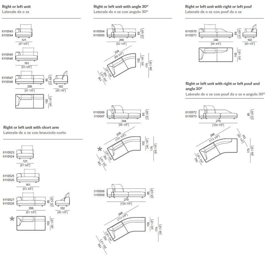 Arketipo 3-х местный модульный диван из ткани Starman sun-id-1453955 - Вид №5