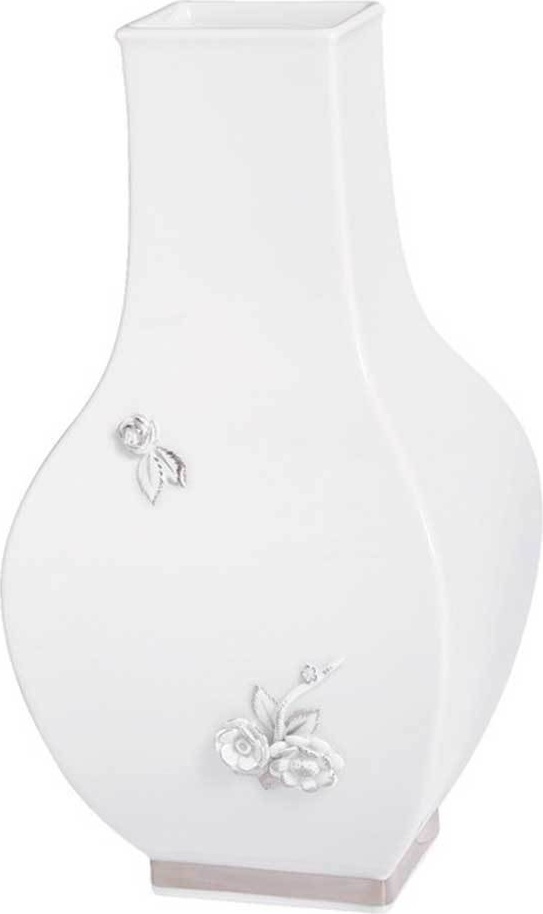 10527162 Meissen Ваза-бутыль четырехгранная 25,5см с рельефным цветком (форма Пауля Шойриха, 1937г.) Фарфор 