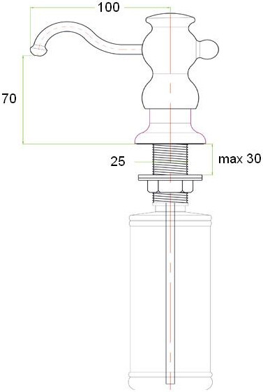 Встраиваемый дозатор ZorG Inox ZR-25 STEEL для жидкого мыла, сталь - Вид №1