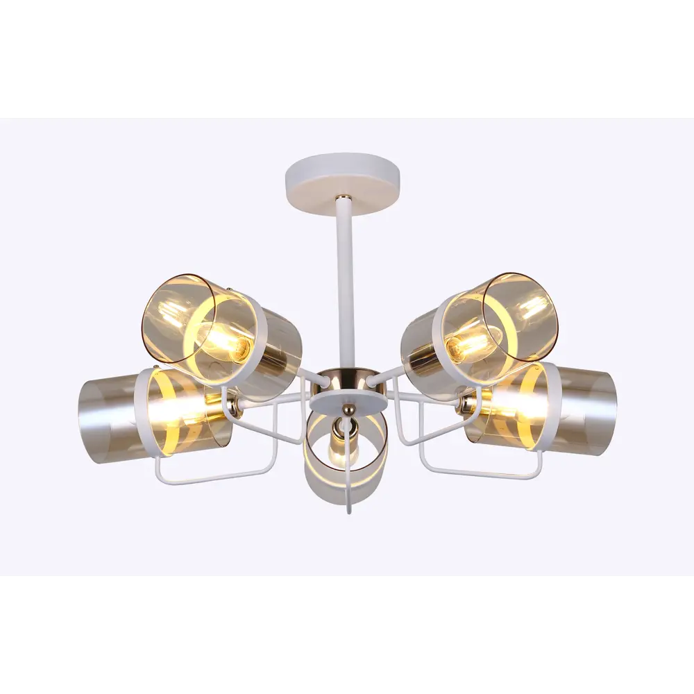 Люстра на штанге Phyliss, 5 ламп, 15 м², цвет белый/прозрачный Toplight STLM-2007710