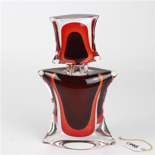 1702 ORIGINALMURANOGLASS Красный флакон с пробкой - соммерсо - муранское стекло 18 см  - Вид №1