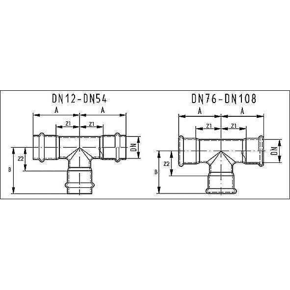 617130764276 SANHA 17130 пр.-фит. газ, нерж.сталь, тройник ВПр 76,1x42x76,1 мм  - Вид №1