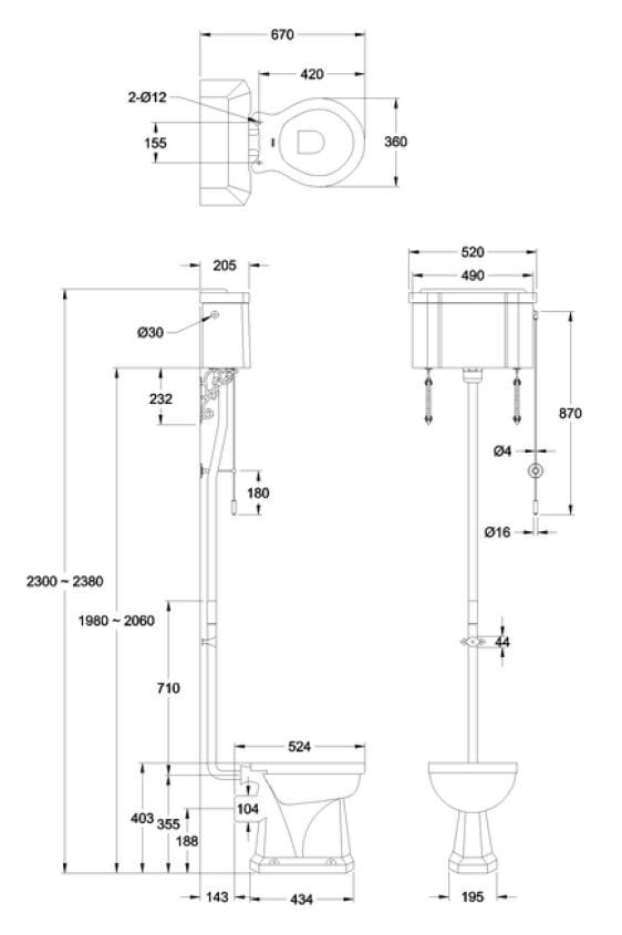 Туалет в оконном шкафу с напольной внешней кассетой Burlington Wc in porcellana ARCH-00112851 - Вид №5