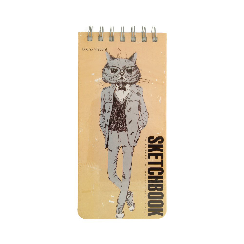 1-553/05 Скетчбук 200 г/м2 А6+ 10.5 х 22 см на спирали 50 л. Микс Bruno Visconti 