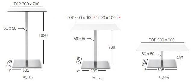 PF Stile Основание стола из нержавеющей стали Slim q 500bq - Вид №2