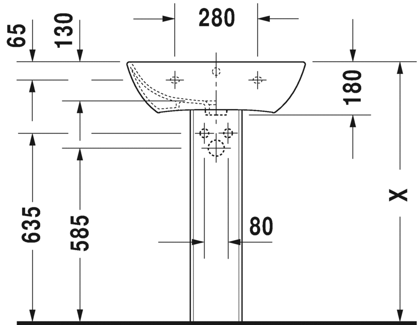 2335603230 Подвесная раковина настенная овальная Duravit ME BY STARCK - Вид №2