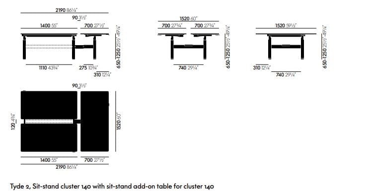 Стол с регулируемой высотой VITRA Tyde 2 ARCH-00000600 - Вид №16