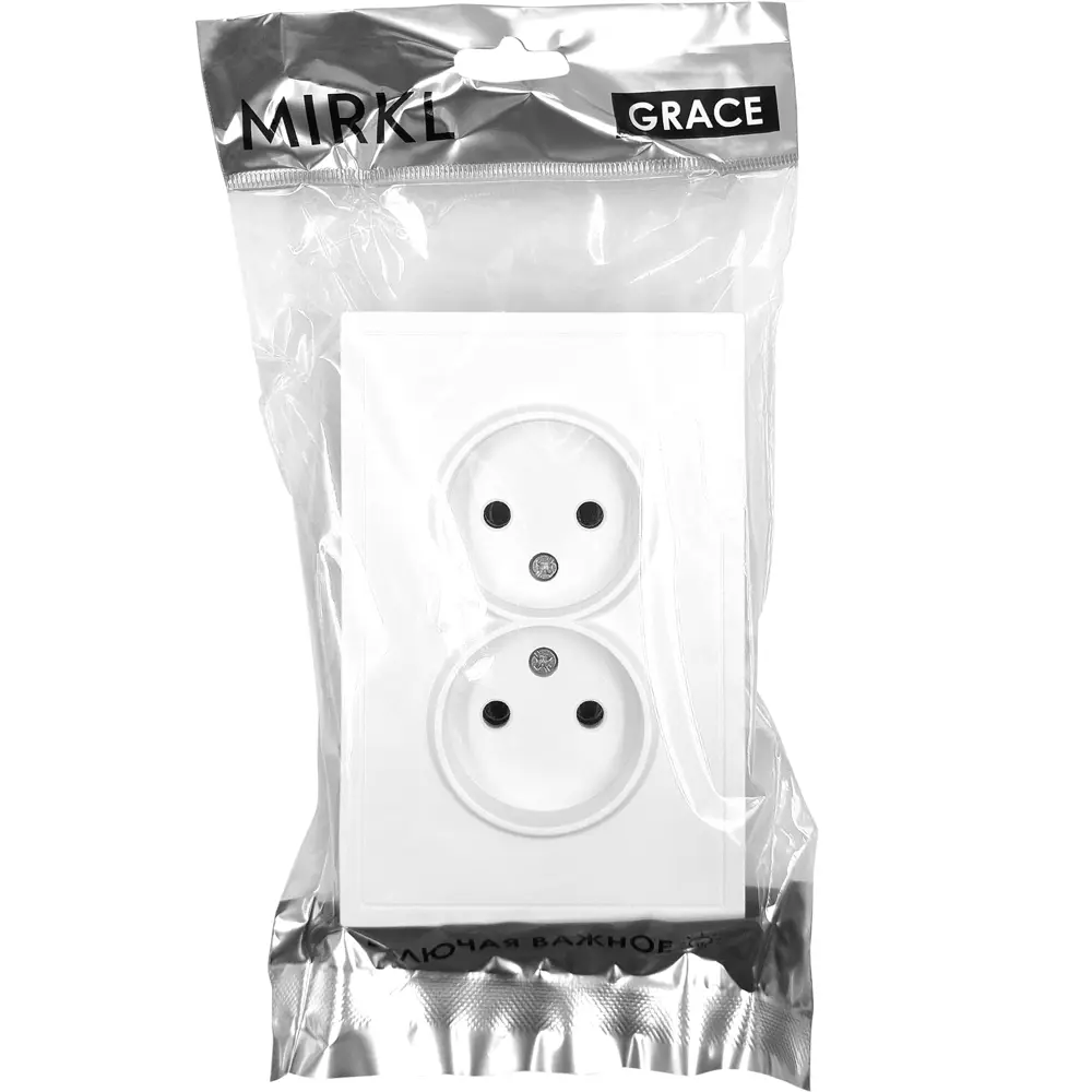 Двойная встраиваемая розетка MIRKL Grace белая без заземления 89393853 STLM-1371818 - Вид №4