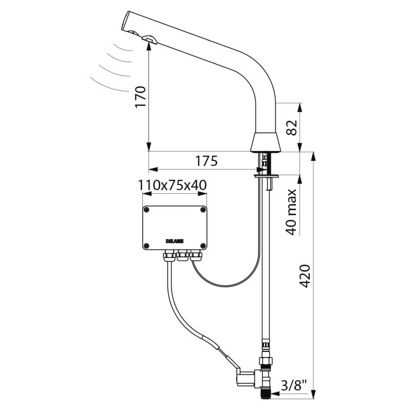 388035 Сенсорный кран BLACK BINOPTIC DELABIE  - Вид №1