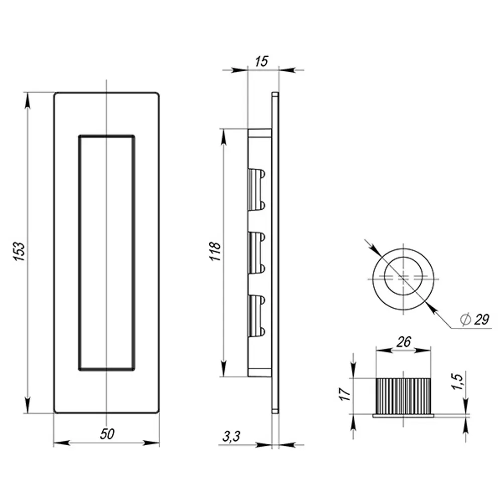 Ручка Armadillo SH010 Urb для скрытого монтажа в раздвижные двери 84494211 STLM-1486169 - Вид №4