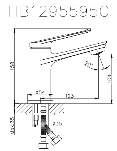 HB10595 Смеситель для раковины , хром Haiba  - Вид №2
