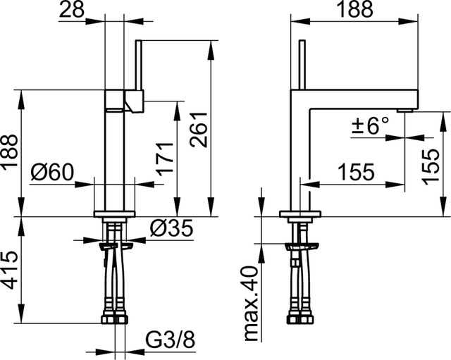 59002010100 Однорычажный смеситель для умывальника 150 KEUCO Edition 90 - Вид №2