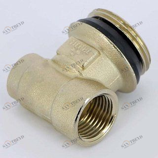 Концевик (тройник) для коллектора TIEMME 1/2"х1"х3/8" никелированный 1950003