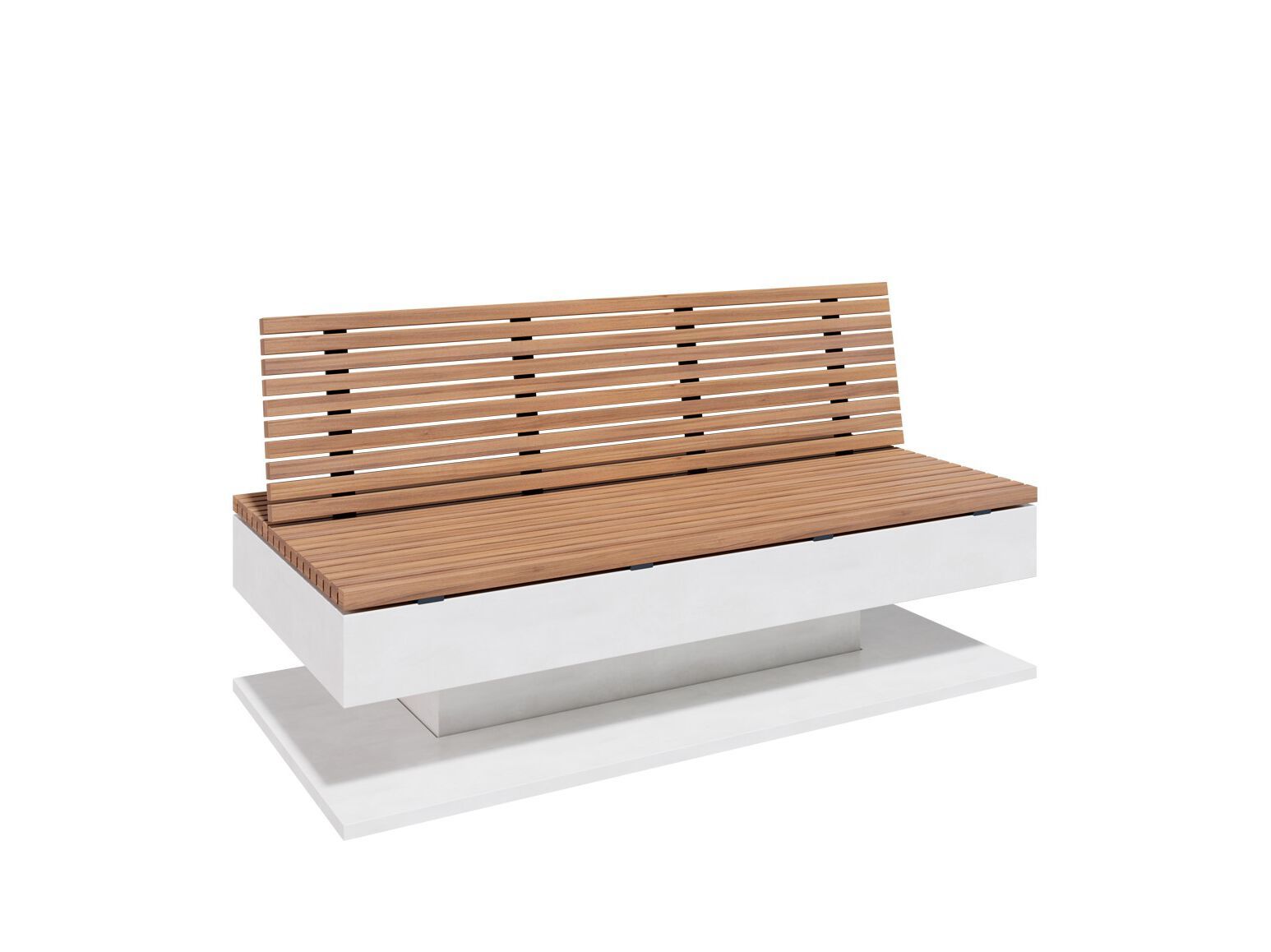 Бетонная и деревянная скамья со спинкой amop Plano ARCH-00099015 - Вид №1