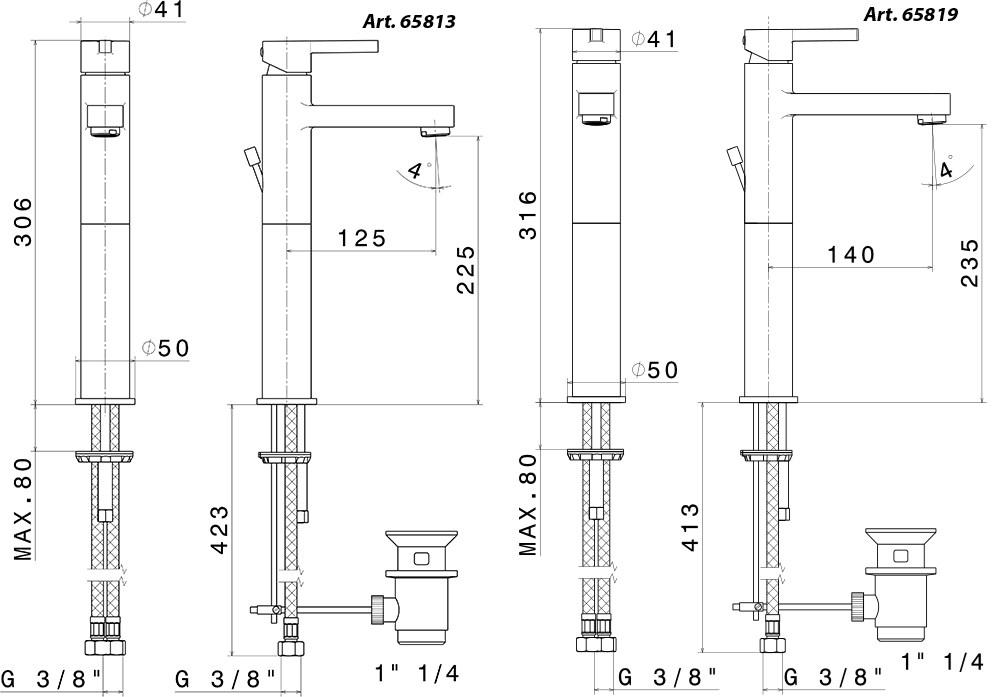 newform Смеситель для раковины, однорычажный Ergo 65819 - Вид №1