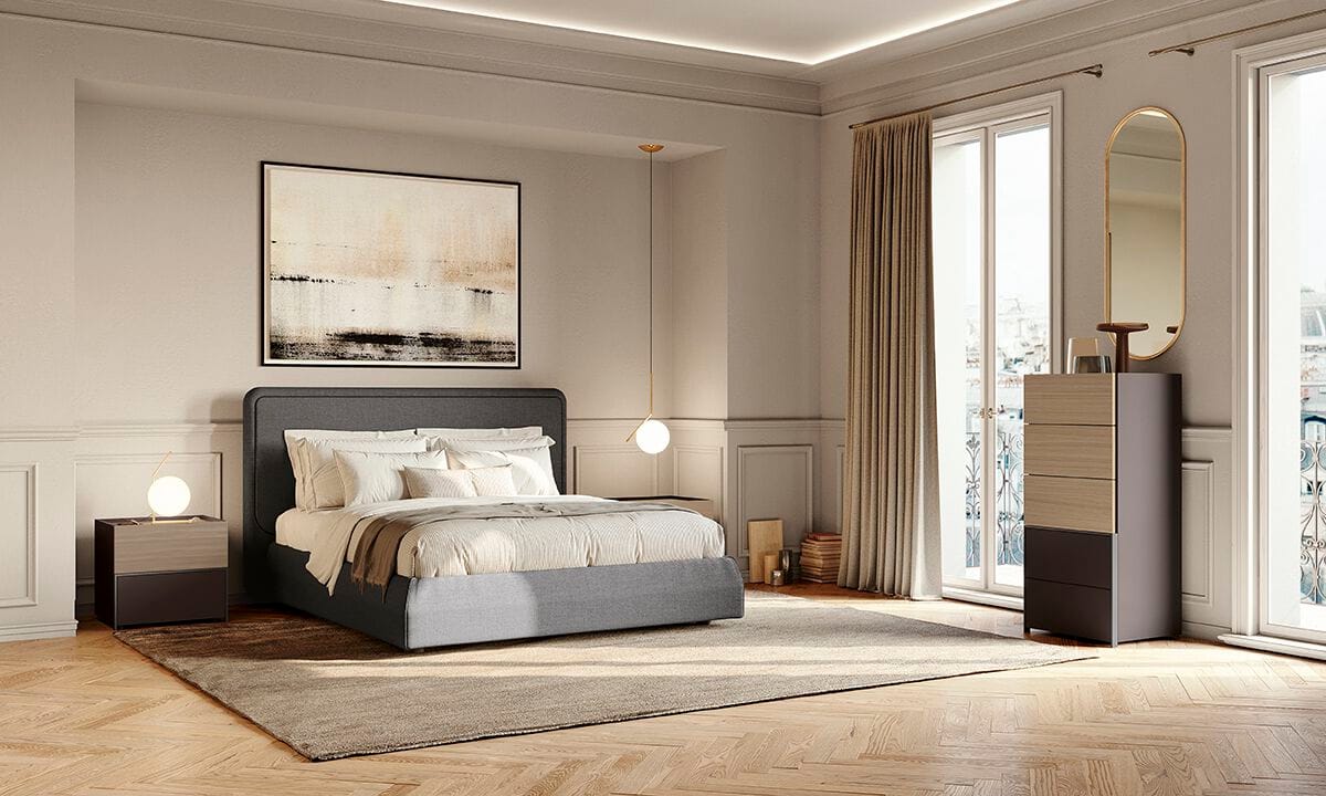 Двуспальная кровать из ткани с мягким изголовьем Febal Casa OPUS ARCH-00102440 - Вид №5