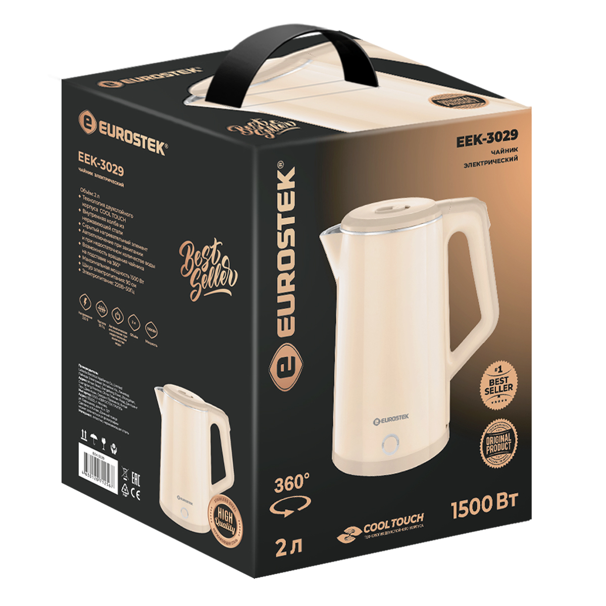 9974049 Электрочайник Eurostek EEK-3029 бежевый STDN-0047749 - Вид №1