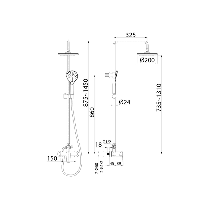 SIMSB1FM89 Смеситель для душа с вер*ней лейкой Milardo Simp  - Вид №4