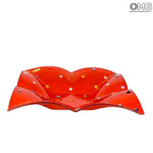 2747 ORIGINALMURANOGLASS Квадратное блюдце для мелочей Флай - красное - Original Murano Glass OMG 22 см