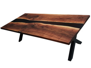 Прямоугольный стол из орехового дерева и смолы