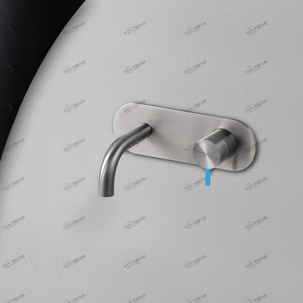 Смеситель для раковины сталь матовая с синей ручкой Toki Radomonte TKI20SCIL26