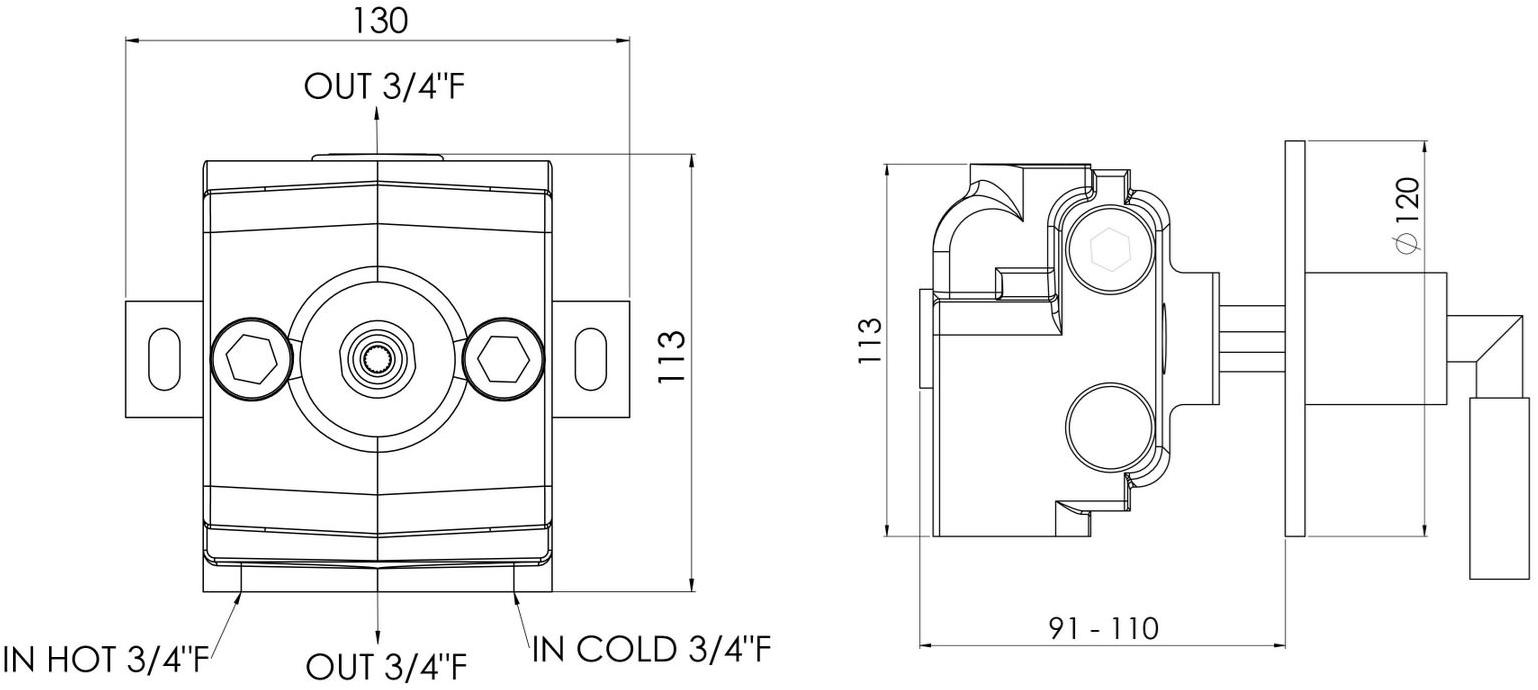 rvb Смеситель для душа на одно отверстие Cliff 4091.--.74 - Вид №1