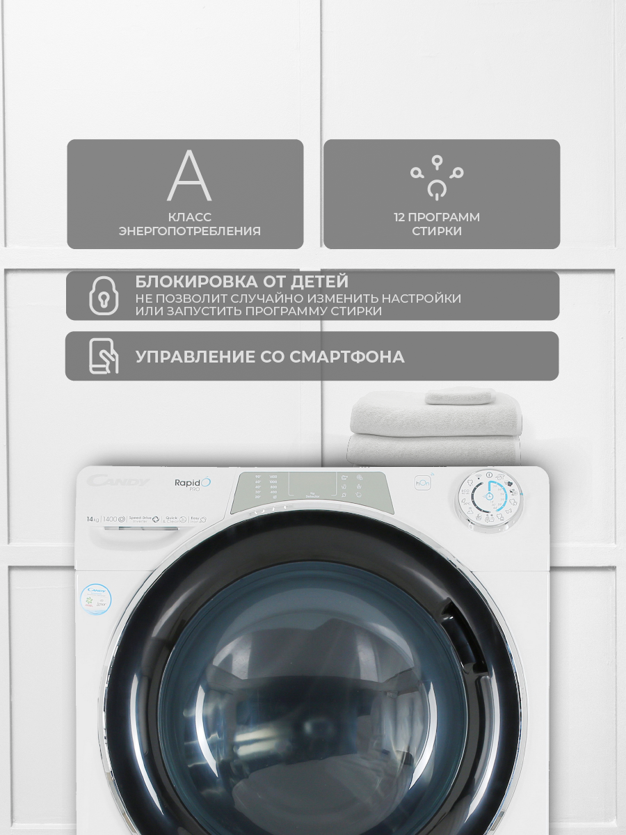 5093858 Стиральная машина Candy RP4146BWMBC/1-S белый STDN-0032452 - Вид №6