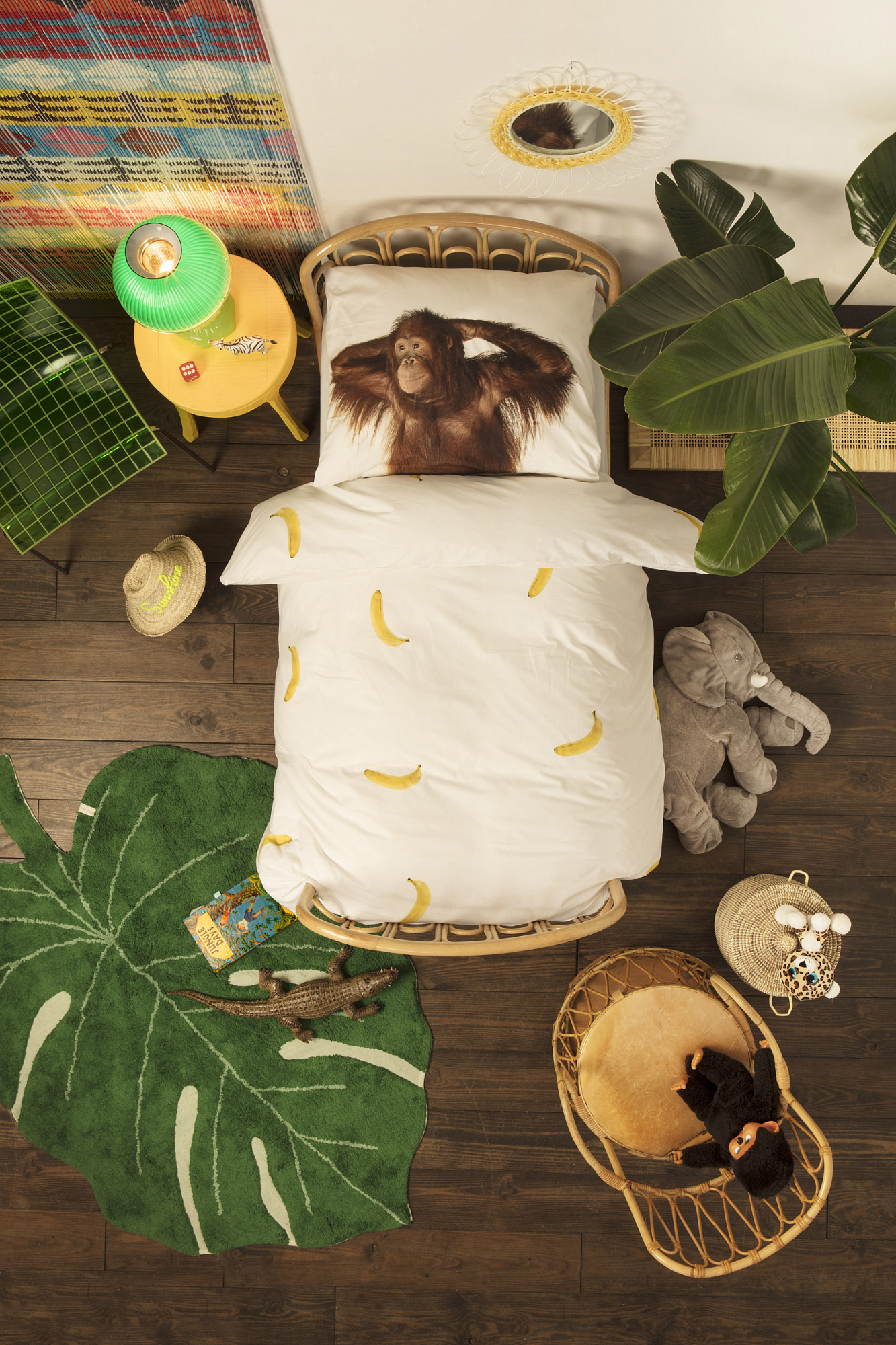 Детское постельное белье односпальное "Обезьянка" 150х200 см SNURK  335463 Белый;желтый;коричневый  - Вид №1