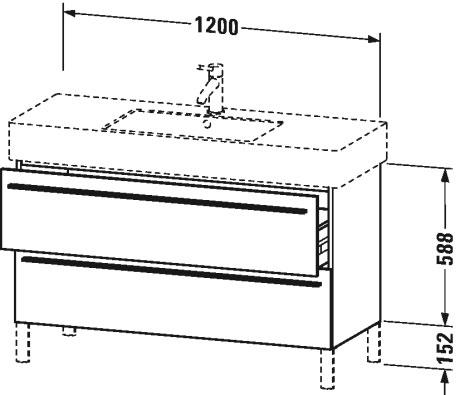 XL654509090 Тумбочка напольная X-Large #XL6545 1200 x 470 мм Фланелево-серый шелковисто-матовый лак Duravit - Вид №1