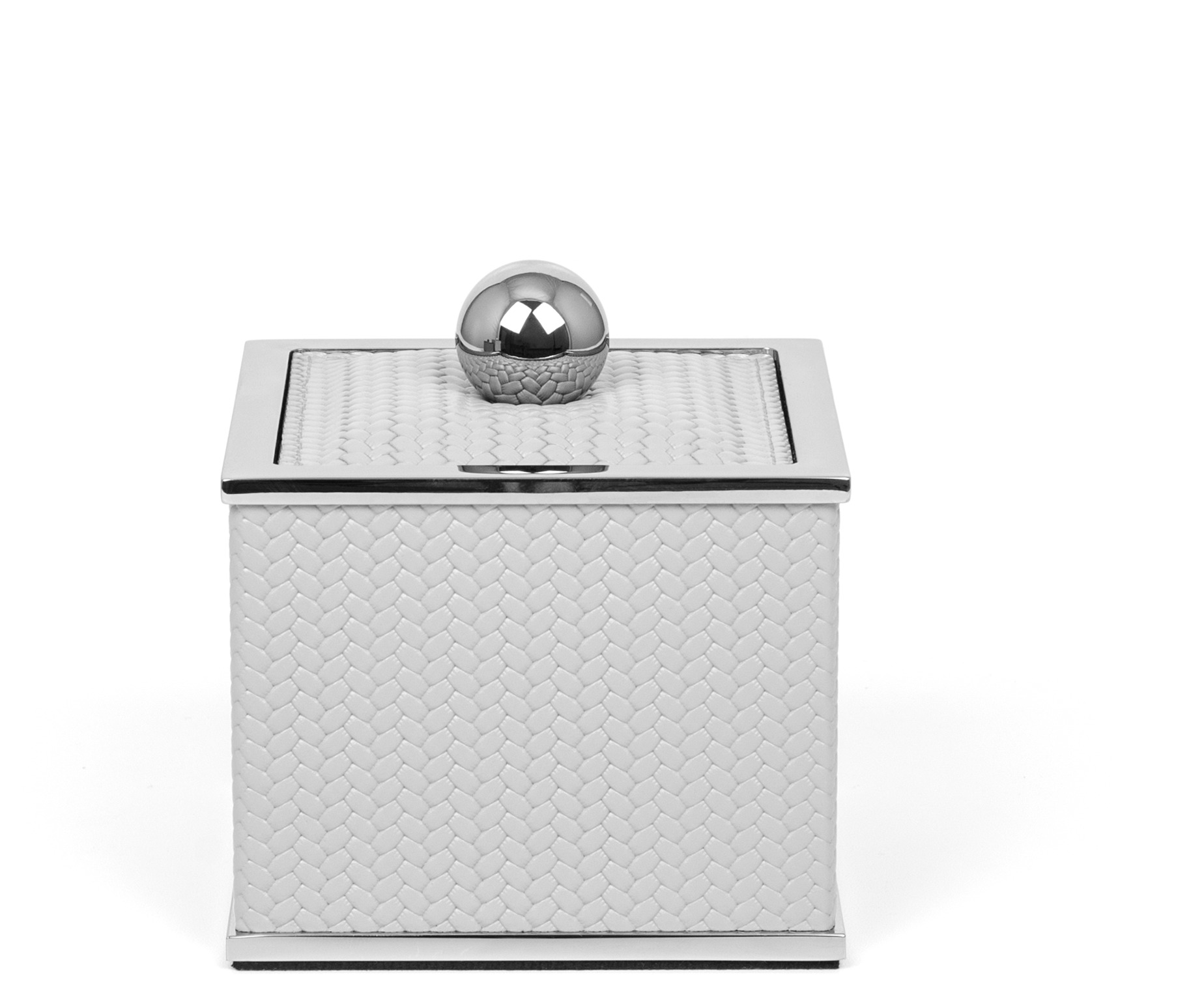 Держатель для ватного диска Olimpia Square Square - 10,5X10,5XH11 см / металлическая отделка_хром / зернистая кожа_светло-серый