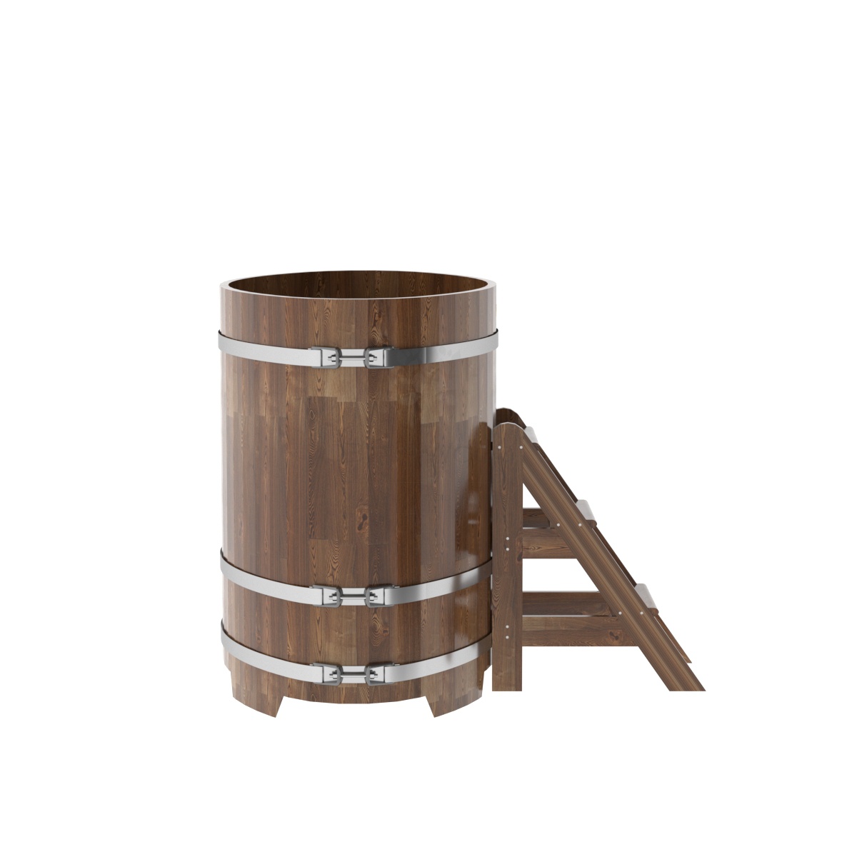 1497 Купель овальная из сращенных ламелей лиственницы 0,80х1,42х1,2 морёная Alyarus  - Вид №2