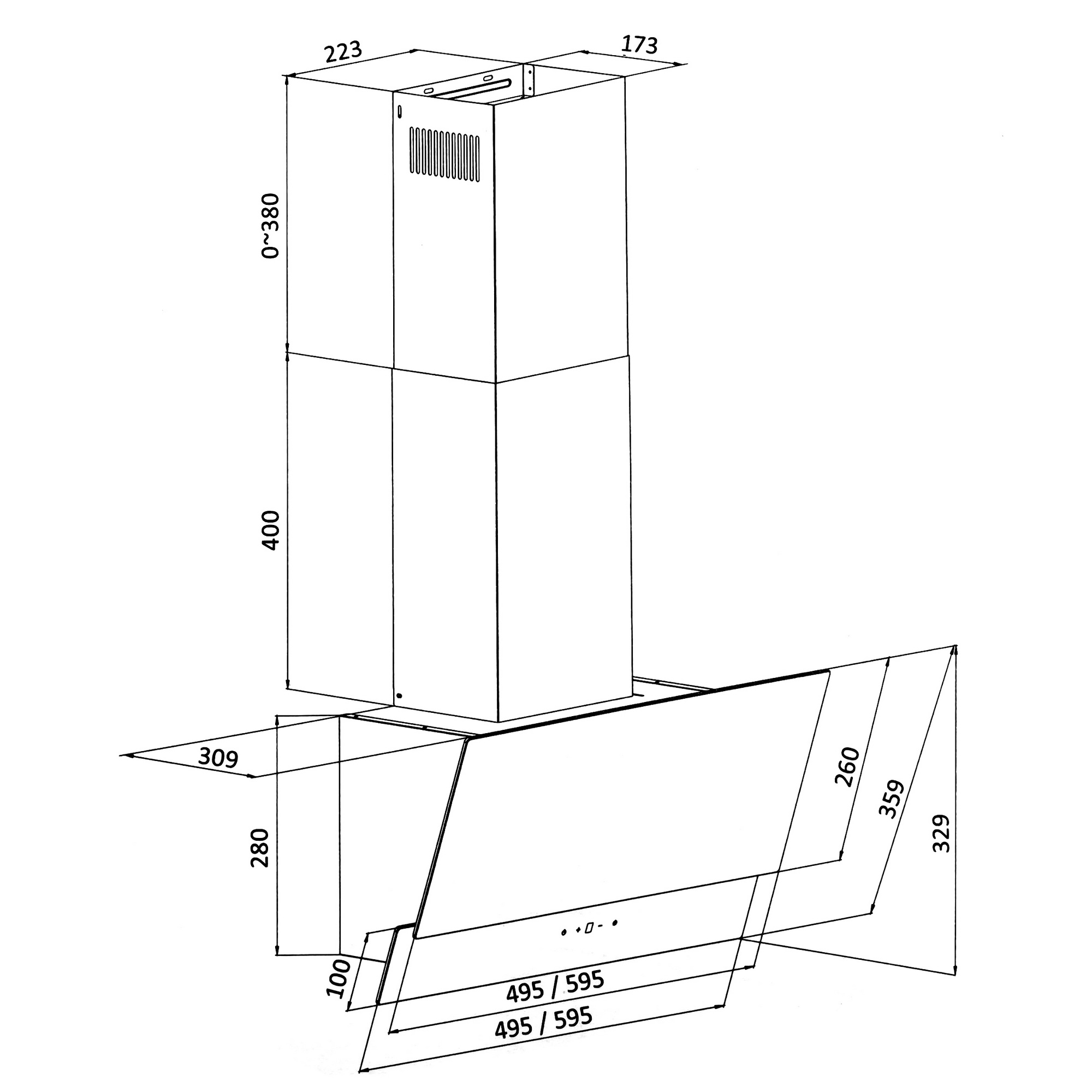 9159602 Вытяжка наклонная DEXP CH50-SV0 черный/черный STDN-0084517 - Вид №12