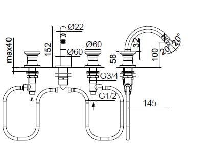 Смеситель для биде с поворотным горлышком Zazzeri JK21 ARCH-00040804 - Вид №2