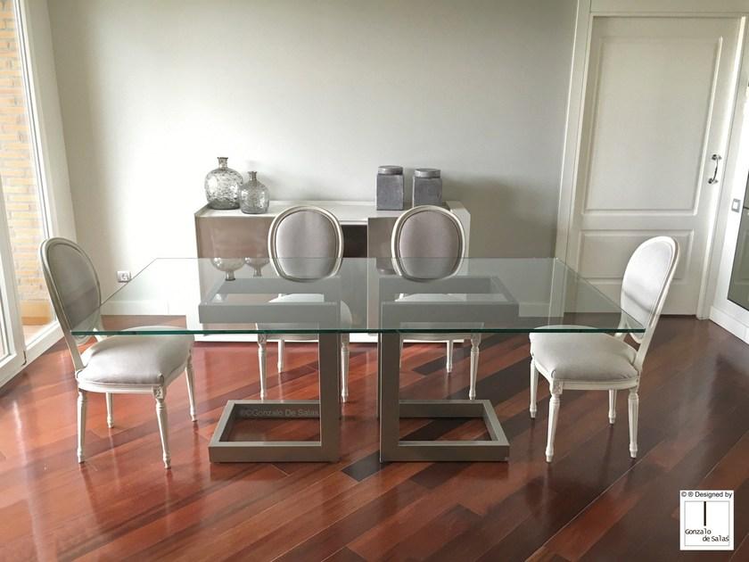 Gonzalo De Salas Прямоугольный обеденный стол из железа и стекла Lisa sun-id-1408825 - Вид №1