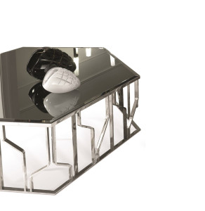 Шестигранный журнальный столик из зеркального стекла