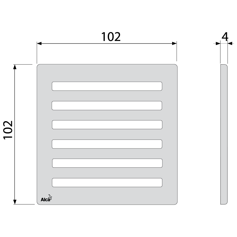 Дизайновая решетка 102×102 мм нержавеющая сталь ALCAPLAST MPV003 - Вид №1