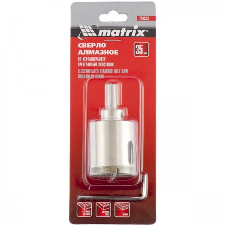 Коронка алмазное по керамограниту 38х67мм трехгранный хвостовик Matrix Матрикс 12826 - Вид №3